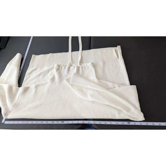 T By Talbots Womens White Knit Cowl Neck Sweater Size Large Minimalist Coastal - Picture 8 of 9